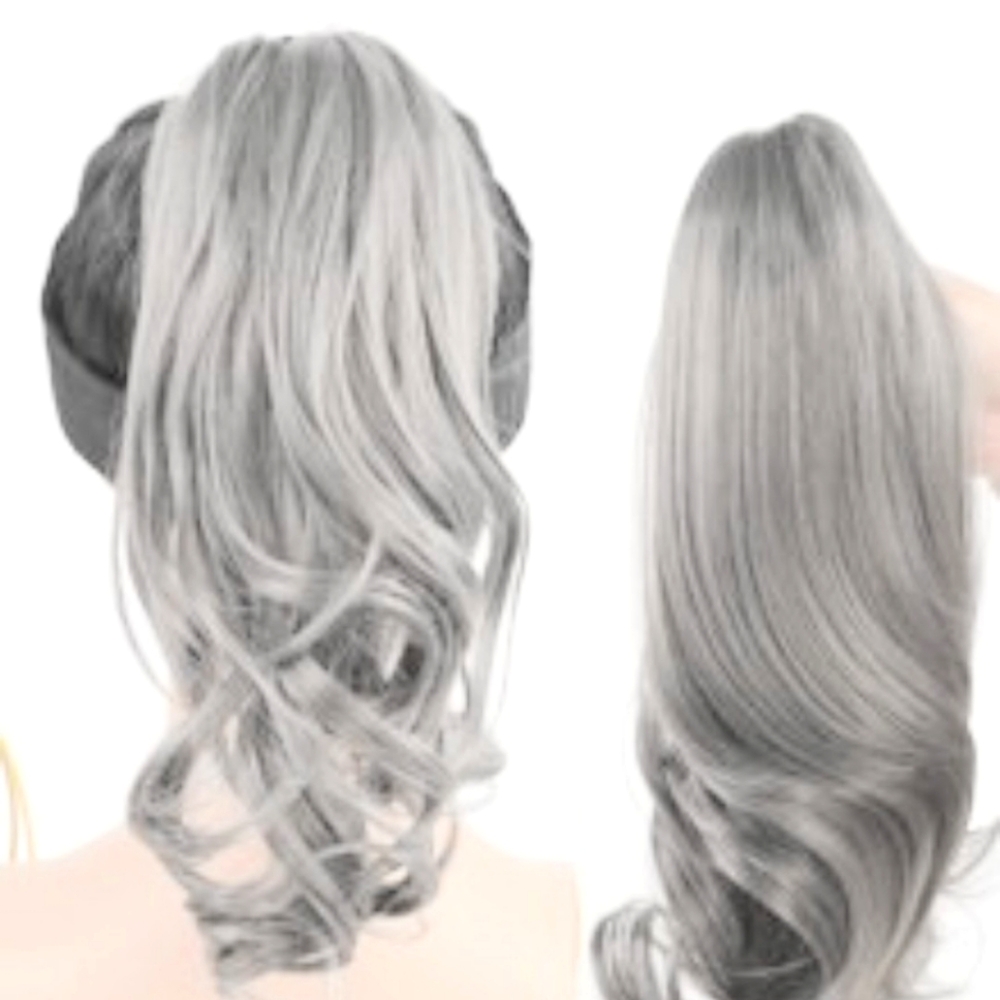 16" light sliver grey claw clip on hair piece